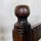 Series of 4 brutalist rustic chairs in carved wood straw seat