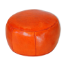 Pouf Fes orange en cuir fait main 40  X 25 cm