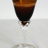 6 multicolored aperitif glasses with twisted legs