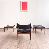 Ensemble danoise avec fauteuil, repose-pieds et table par Kristian Vedel