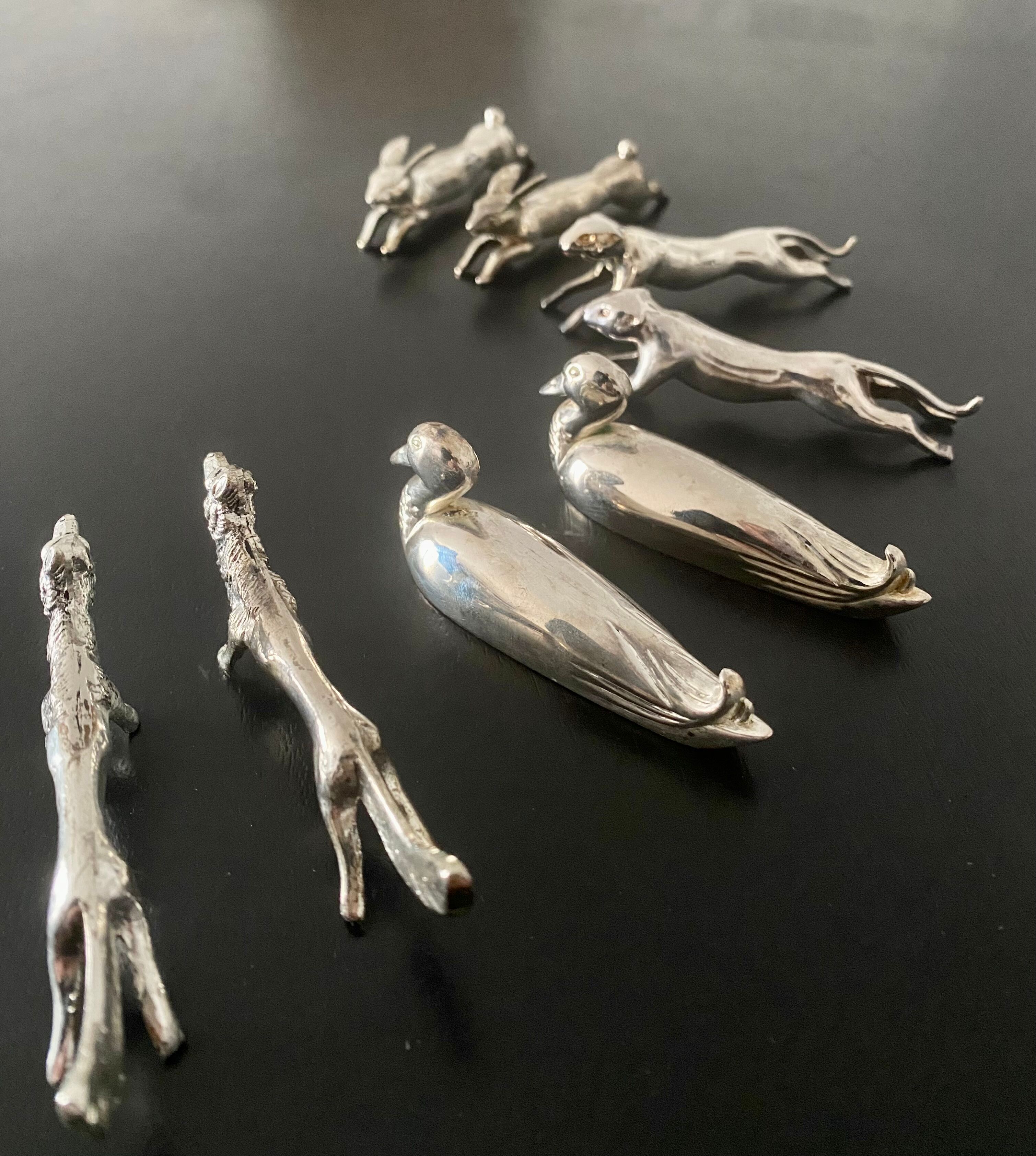 8 porte-couteaux animaliers en métal