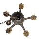 5 arms Art Deco / Art Nouveau / brass hanging lamp / Hand blown floral shades