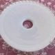 Set of 3 white opaline pendant lamps with scalloped collar.