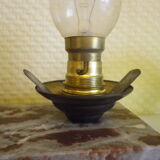 Table lamp, art deco, opaline, marble, bronze patinated metal, 30s/40s