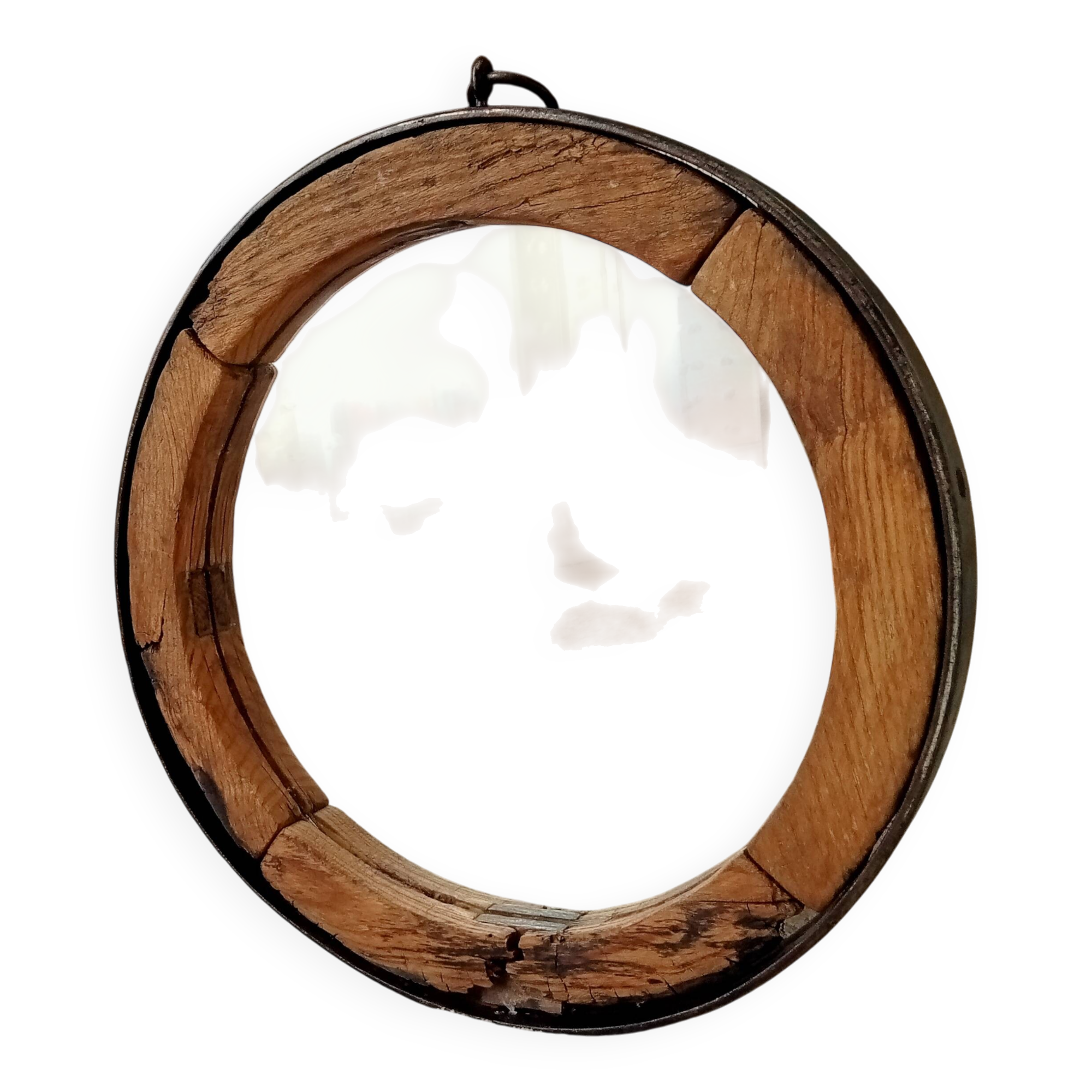 Miroir ancien brutaliste en fer forgé DLG Jean Touret