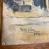 Landscape with watercolor signed