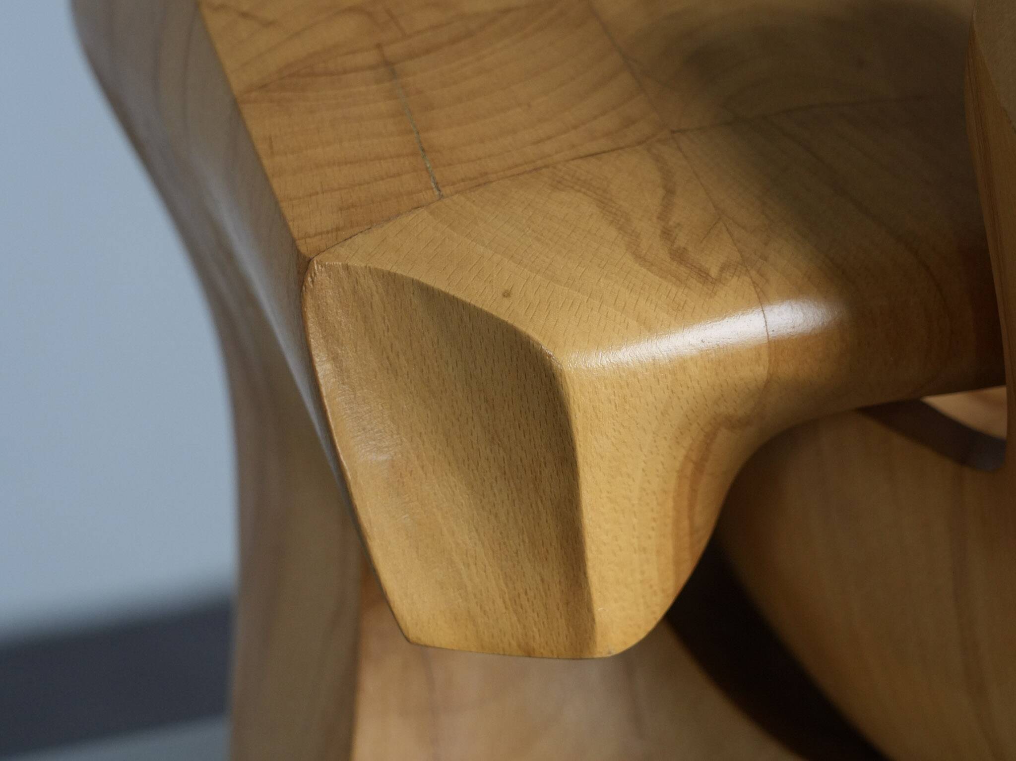Interlocking abstract wood sculpture by Joop van Bergen, Netherlands, 1980s