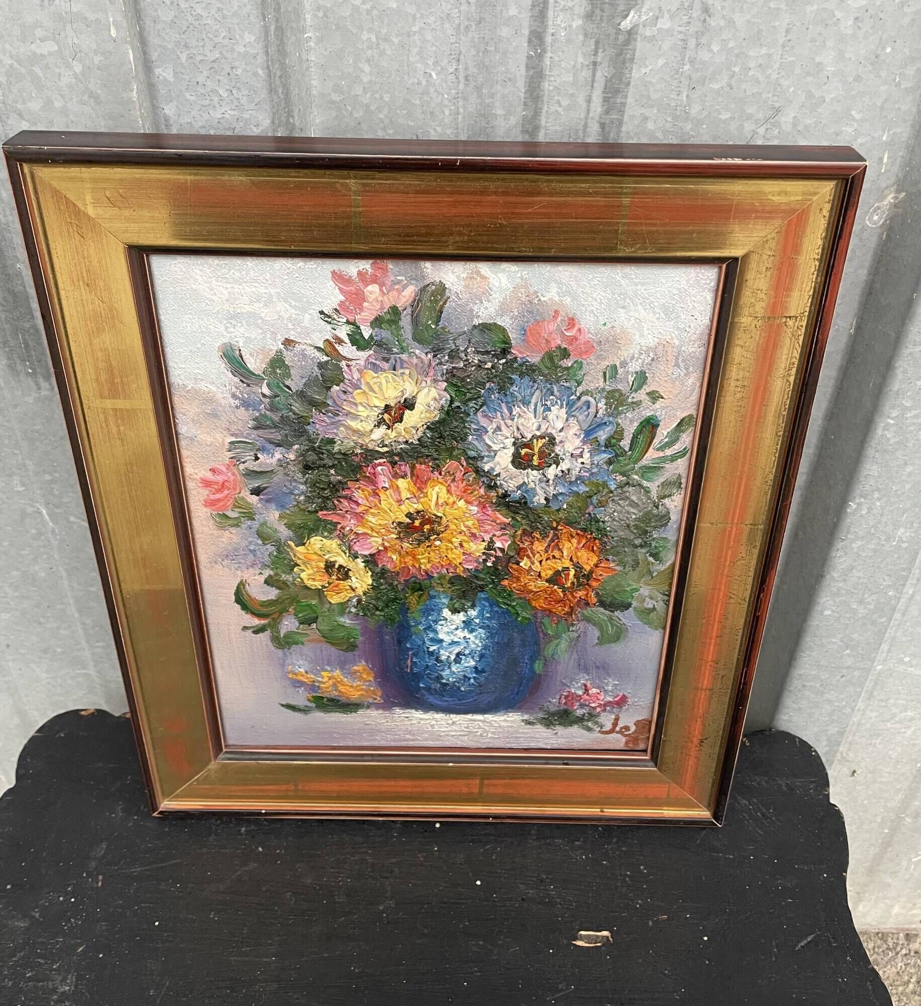 Old oil painting / Bouquet of flowers