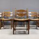 Vintage oak and wicker dining chairs, 1960s