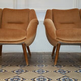 Pair of chairs sculptural vintage restored 60 years