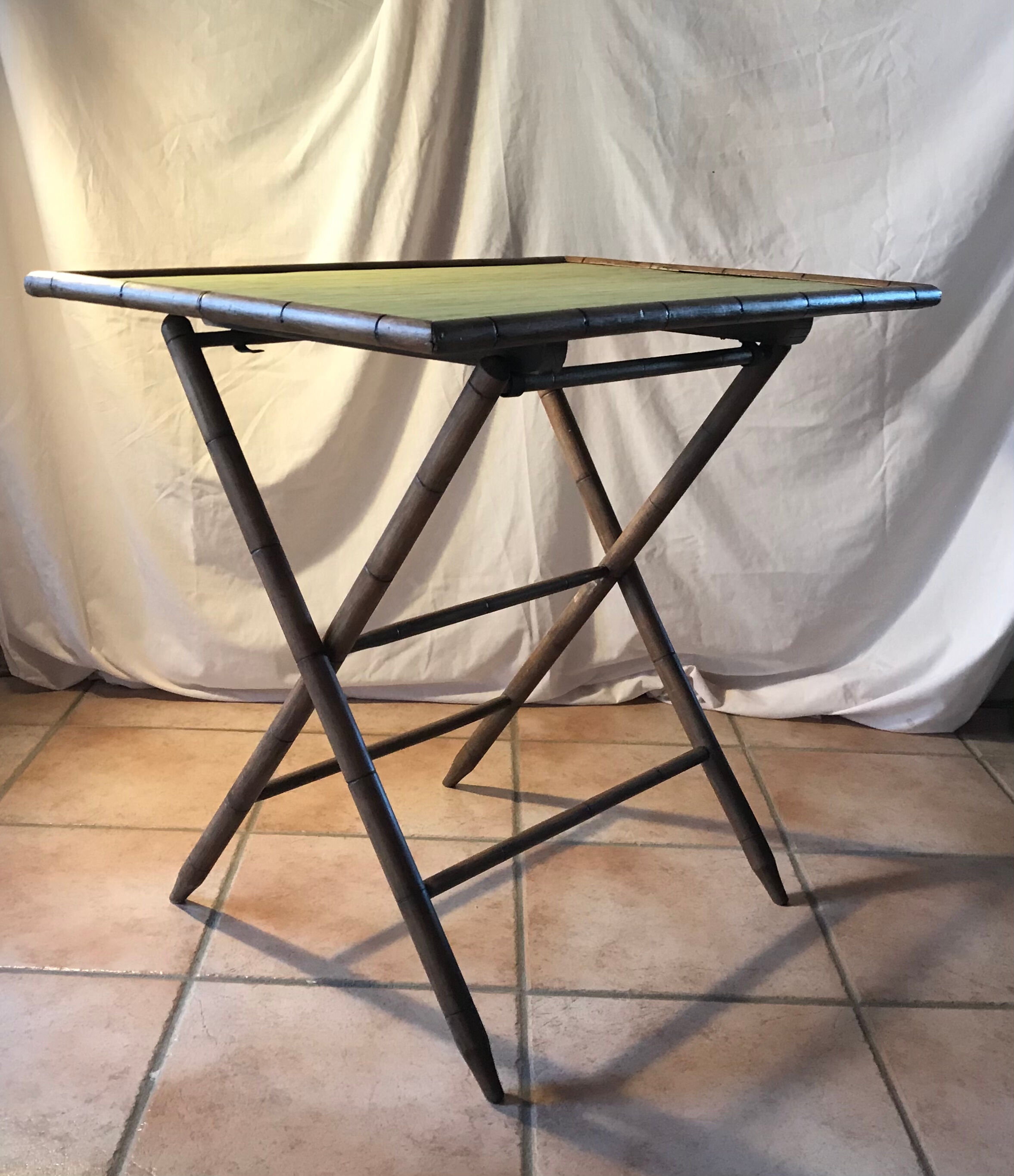 Rattan side table, 1900, Napoleon III style,