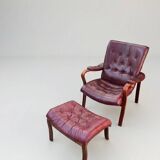 Scandinavian armchair with footrest