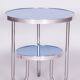 Small Czech Blue Bauhaus Table in Chrome from Kovona, 1930s