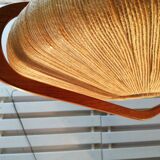 Sisal Ufo pendant lamp and vintage teak by Temde Leuchten
