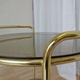 Vintage Smoked Glass Serving Trolley: 1970s Mid-Century Modern Bar Cart