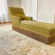 Chaise longue vintage jaune ocre / fauteuil / canapé avec franges