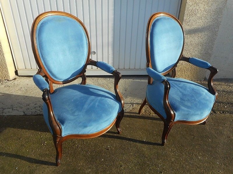 Pair of napoleon iii mahogany armchairs no. 2