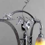 Important Double-Headed Lamp, Wrought Iron by Schneider, France, c. 1920