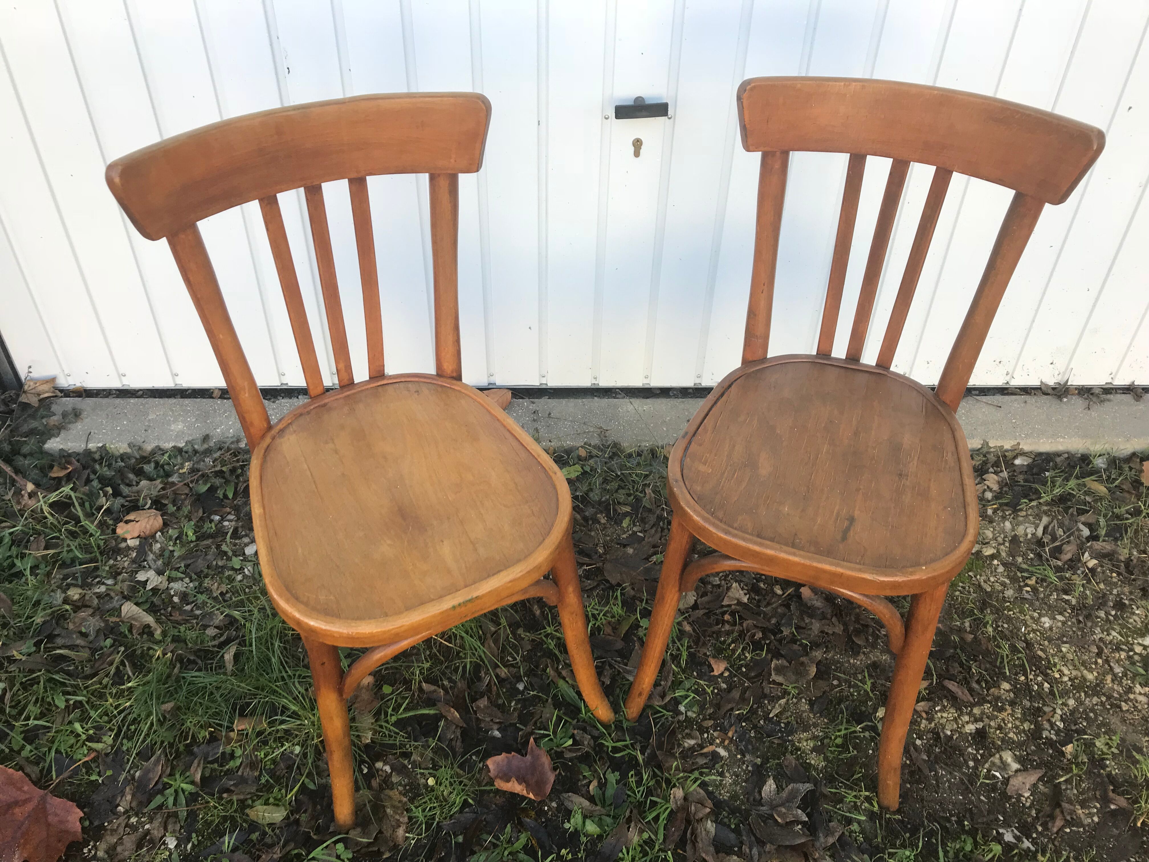 Pair of chairs bistro old vintage wood