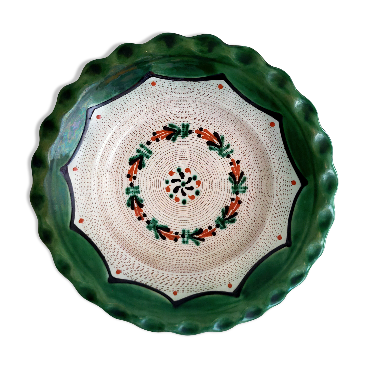 Spanish decorative plate pottery and vintage signed painting