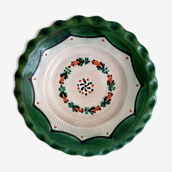 Assiette décorative espagnole poterie et peinture signée vintage