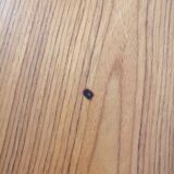 Teak round table with extension cords