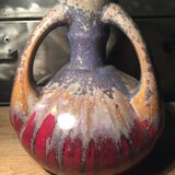 Vase in flamed sandstone with 3 handles Gustave de Bruyn earthenware Fives 1930