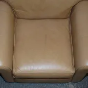Brown Leather Latte Armchairs by Multi York England, Set of 2