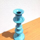 Turquoise blue metal baluster candle holder