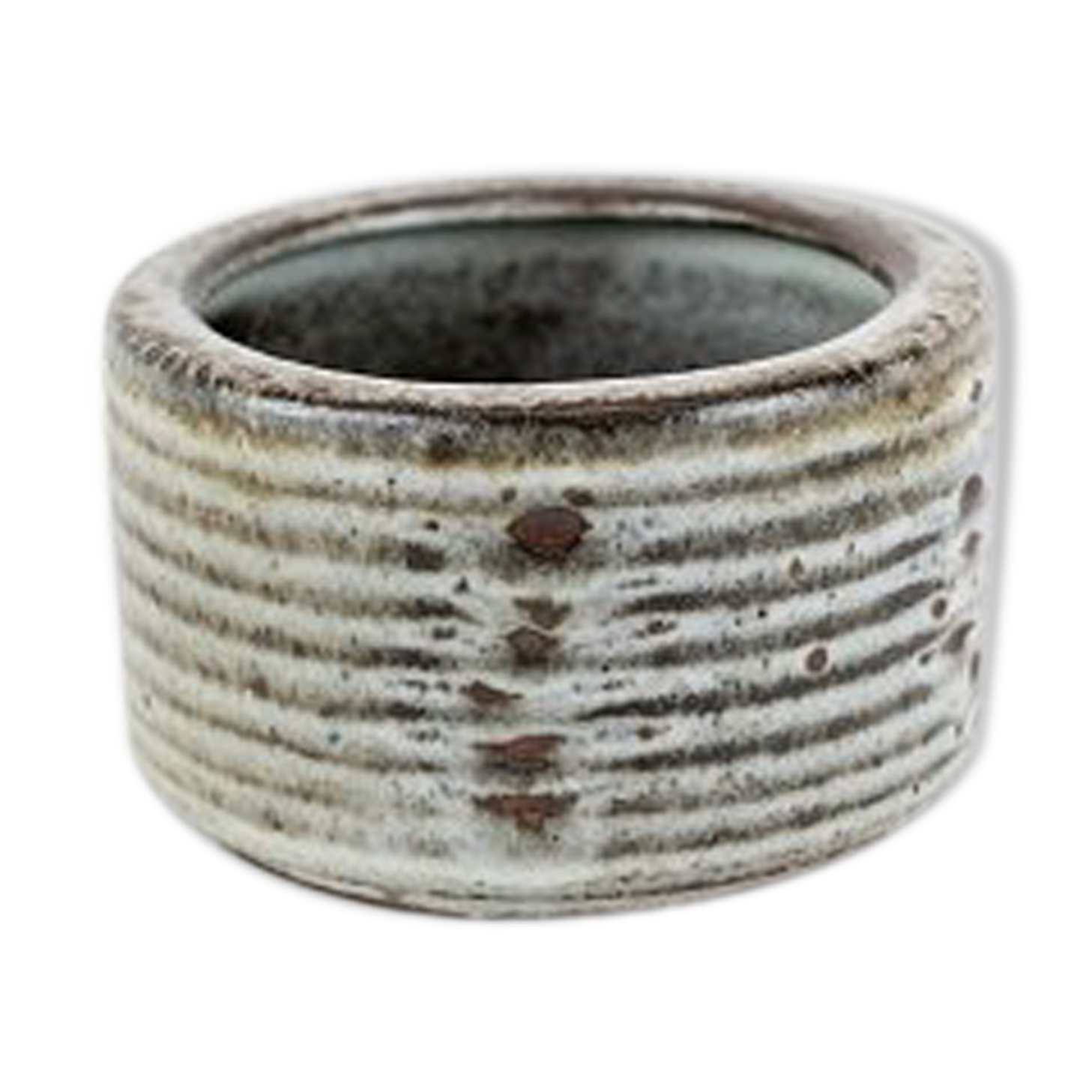 Ceramic jar in dark colours by Saxbo