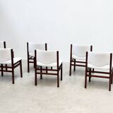 Set of six boucle dining chairs