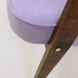 Vintage armchair in lavender wool and oak.