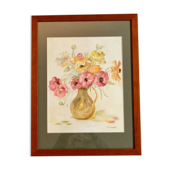 Watercolor Bouquet of Anemones
