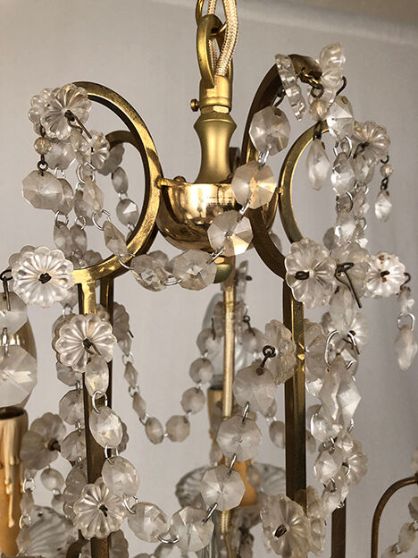 Chandelier with tassels with five arms of light, gilded metal, late 19th century