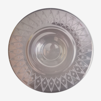 Centre de table ovale en verre couleur fumé, motifs art déco