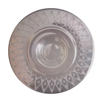 Oval centerpiece in smoked glass, art deco patterns