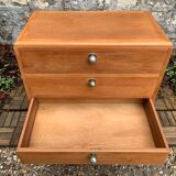 Vintage chest of drawers in solid raw wood from 1950