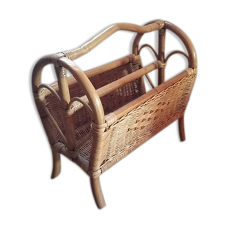 Rattan and wicker magazine holder