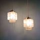 Pair of Art Deco Skyscraper satin glass pendant lights, 1930s