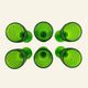 Six green glass wine glasses, Marinha Grande (IVIMA), diamond point.