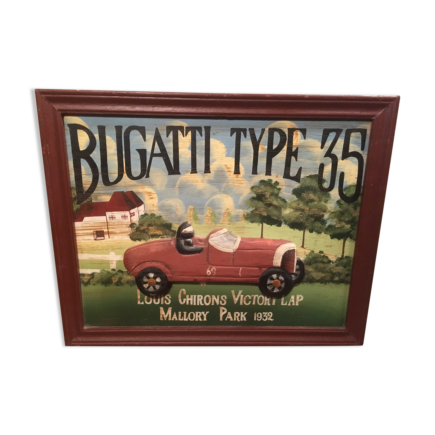 Wooden relief panel "Bugatti type 35" from country corner