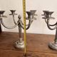 Pair of Silver Metal Candelabra Louis XVI 4 Light Candle Holders