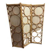 Paravent rotin et bambou vintage design 60/70
