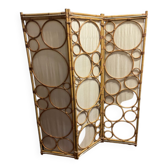 Rattan and bamboo screen vintage design 60/70