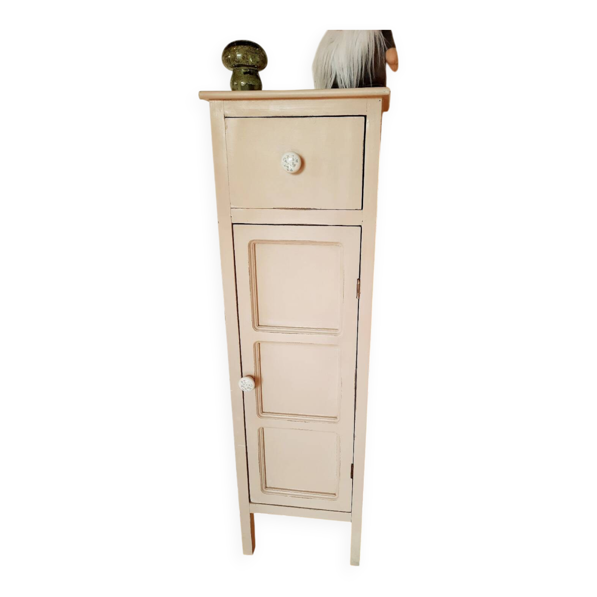 Antique tall cabinet painted white