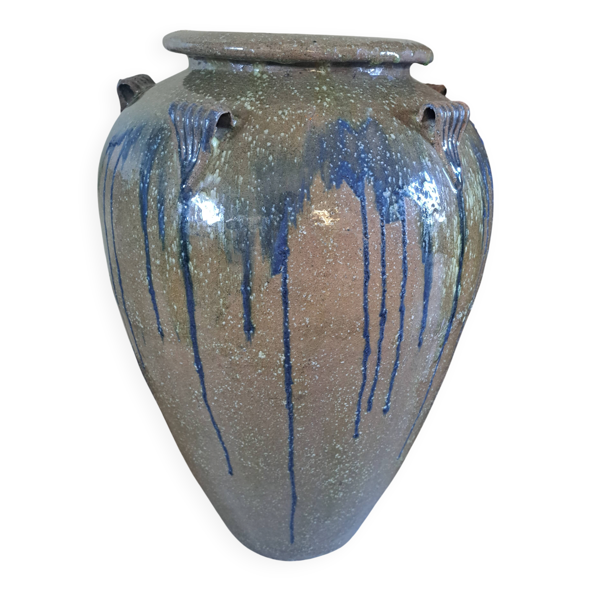 Large ceramic pot ptmd jar lisie natural blue