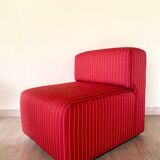 Pair of red striped armchairs from the 1980s