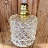 Globe hanging lamp in vintage bubbled molded glass