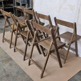 Set of 6 folding teak cinema chairs