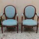 Pair of Louis XVI style medallion armchairs